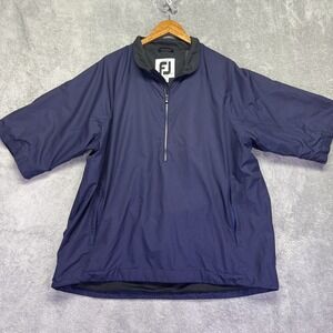 Footjoy Jacket Men XL Blue 1/4 Zip Short Sleeve Windbreaker Golf Dry Joys